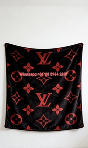 LV Red Monogram Fuzzy Blanket LV Plush Red Monogram Throw 063